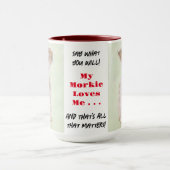 Morkie sagt, was Sie eine große Tasse haben werden (Zentrum)