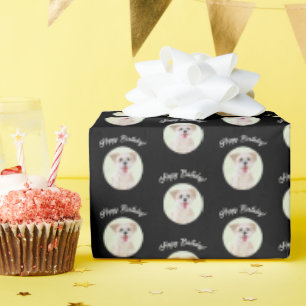 Morkie Schwarz Geschenkpapier Runde Bilder