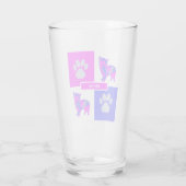 Morkie Silhouette Dog & Paw Pink und Blue Square Glas (Rückseite)