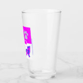 Morkie Silhouette Dog & Paw Pink und Blue Square Glas (Links)