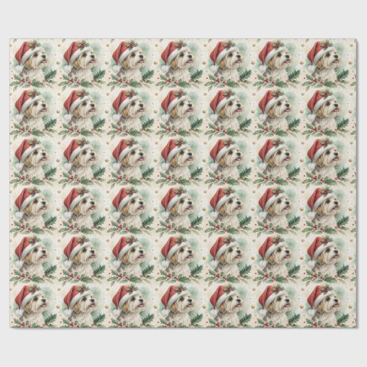 Morkie-Weihnachtspapier Geschenkpapier (Flach)