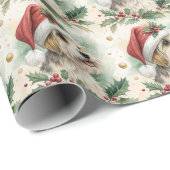 Morkie-Weihnachtspapier Geschenkpapier (Rolleneckpunkt)