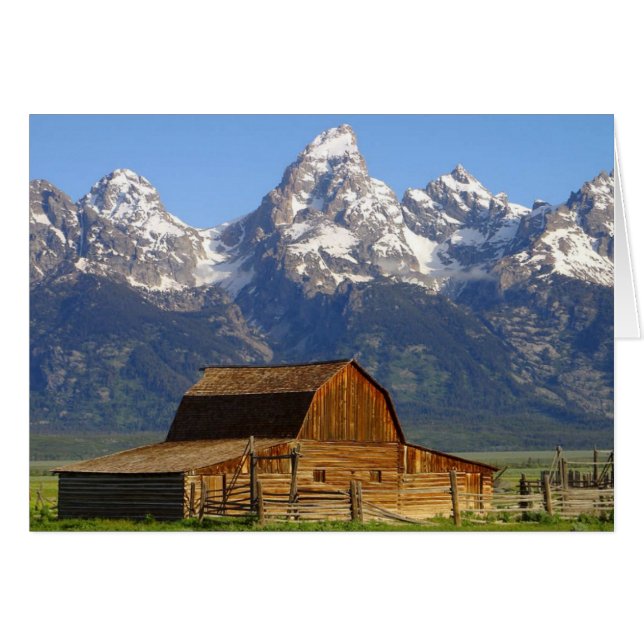 Mormon Row Barn mit Teton Range (Vorderseite (Horizontal))