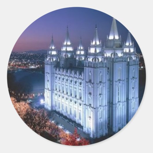 Mormon Temple Runder Aufkleber (Vorderseite)