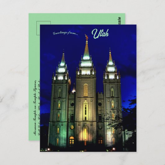 Mormon Temple Salt Lake City Utah Postkarte (Vorne/Hinten)