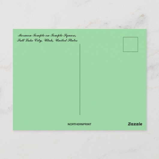 Mormon Temple Salt Lake City Utah Postkarte (Rückseite)