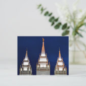 Mormonischer Tempel Salt Lakes LDS nachts Postkarte (Stehend Vorderseite)