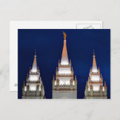 Mormonischer Tempel Salt Lakes LDS nachts Postkarte (Vorne/Hinten)