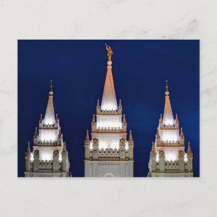 Mormonischer Tempel Salt Lakes LDS nachts Postkarte