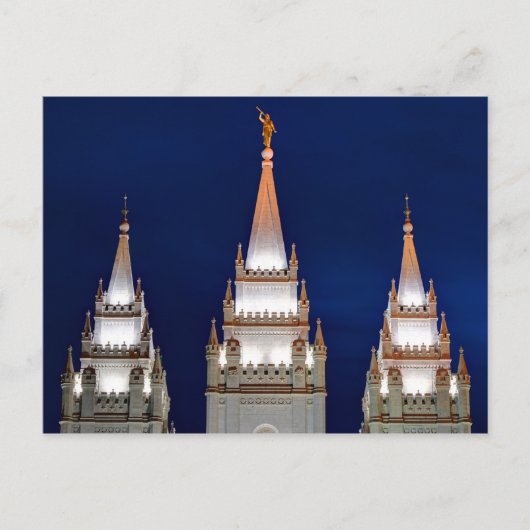 Mormonischer Tempel Salt Lakes LDS nachts Postkarte (Vorderseite)