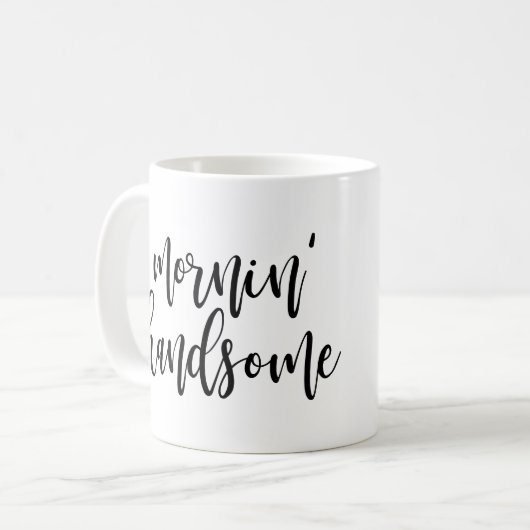 Mornin hübsches schwarzes handgeschriebenes Skript Kaffeetasse (Vorderseite Links)