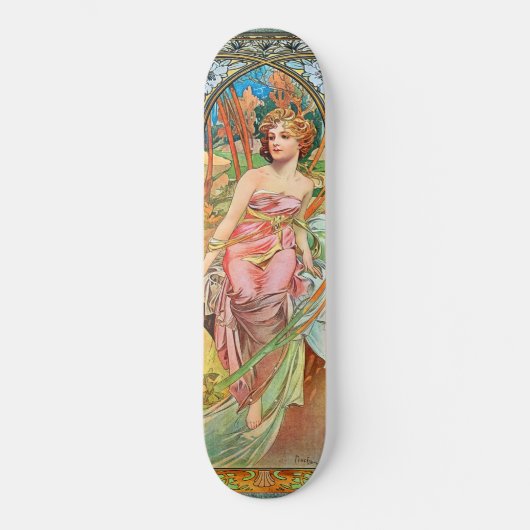 Morning Awakening von Alphonse Mucha Skateboard (Vorderseite)