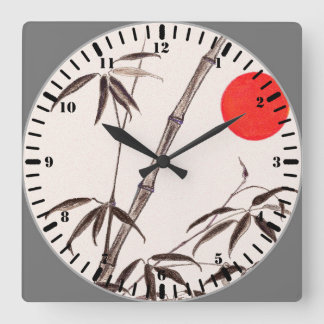 Morning Bamboo Quadratische Wanduhr