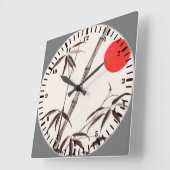 Morning Bamboo Quadratische Wanduhr (Winkel)