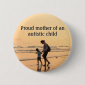 Morning Beach Mutter und Kind Autismus Bewusstsein Button (Vorderseite)