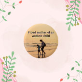 Morning Beach Mutter und Kind Autismus Bewusstsein Button