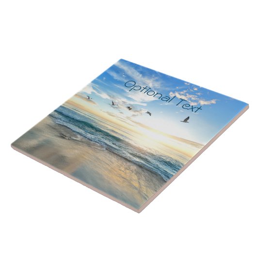 Morning Beach Seagulas Fliese (Seite)