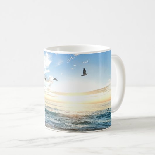 Morning Beach Seagulas Kaffeetasse (VorderseiteRechts)