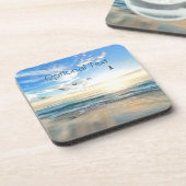 Morning Beach Seagulls Getränkeuntersetzer (Linke Seite)