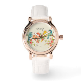 Morning Bird Rose Gold Vintager Weißstreifen Armbanduhr
