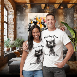 Morning Boss Funny Cat T - Shirt - so Geweckt