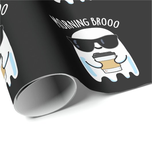 Morning Broo Funny Ghost Kaffee Puff Dark BG Geschenkpapier (Rolleneckpunkt)