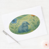 Morning Calm – Watercolor Meadow with Bagolo Ovaler Aufkleber (Umschlag)