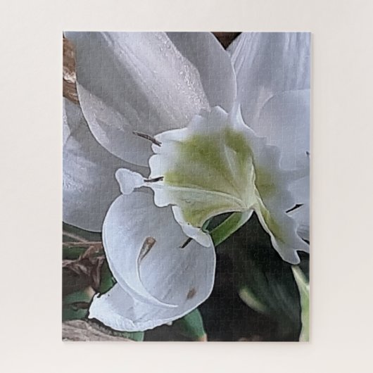 Morning Calm: White Layered Bloom in Natural Light Puzzle (Vertikal)