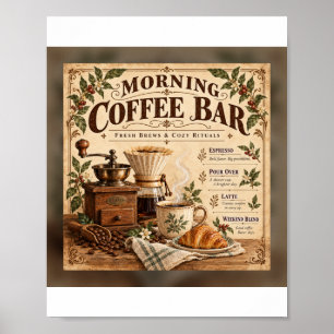 Morning Coffee Bar – Vintage Kaffee-Station Wand A Poster