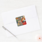 Morning Coffee Break Quadratischer Aufkleber (Umschlag)