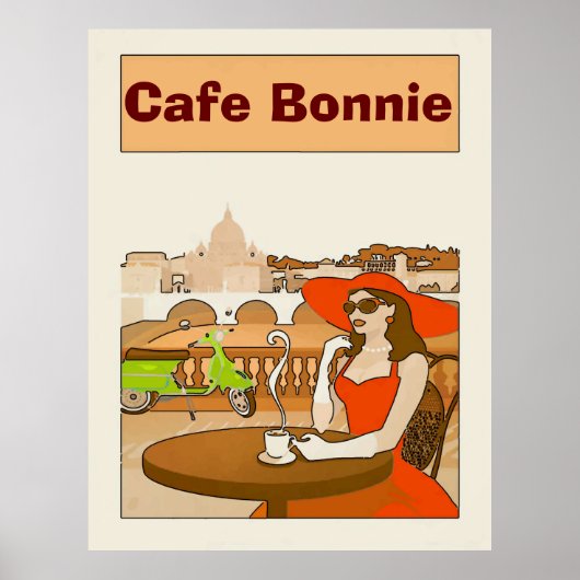 Morning Coffee Café Vintag Lady Poster (Vorne)