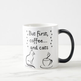 Morning Coffee & Cat Vibes – Cute Minimalist Mug Verwandlungstasse