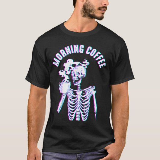 Morning Coffee Goth Ästhetik Skelett Emo Egirl E T-Shirt (Vorderseite)