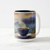 Morning Coffee Haiku Zweifarbige Tasse (VorderseiteRechts)