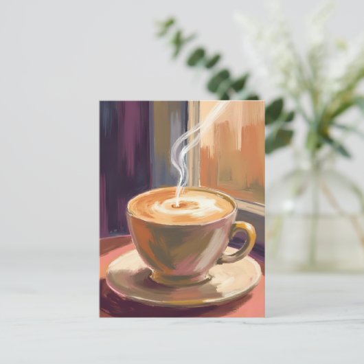 Morning Coffee | Watercolor Cafe Mug Postkarte (Stehend Vorderseite)
