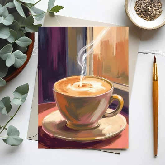 Morning Coffee | Watercolor Cafe Mug Postkarte