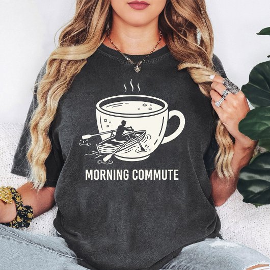 Morning Commute Kaffee Boot Rudern Design T-Shirt