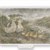 Morning Commute Whimsical Farmhouse Duck Rainy Day Aufkleber (Vorderseite)