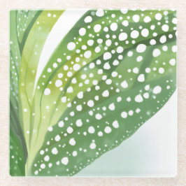 Morning Dew Green Leaf Glasuntersetzer