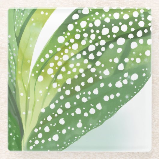 Morning Dew Green Leaf Glasuntersetzer (Vorderseite)