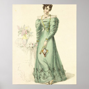 Morning Dress, fashion plate from Ackermann's Repo Poster