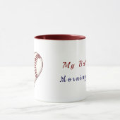 Morning Fuel Baseball Heart Mug Tasse (Zentrum)