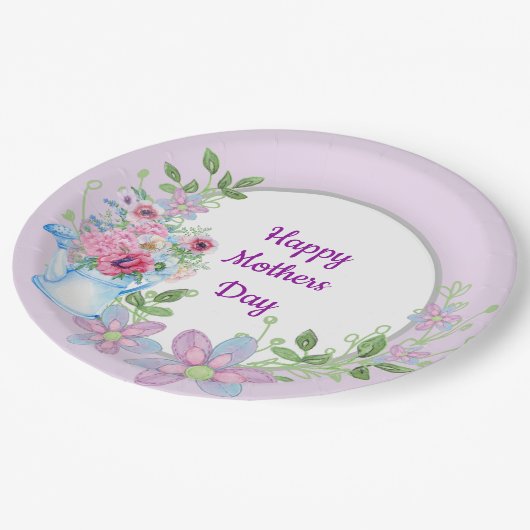 Morning Garden Happy Mütter Day Pappteller (Schrägansicht)