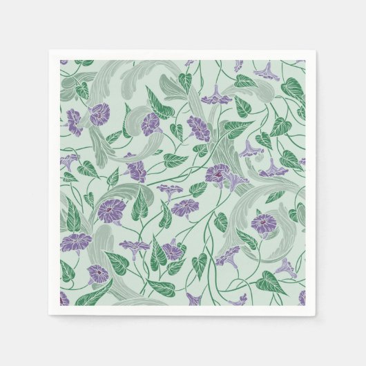 Morning Glories Blue Garden Print Paper Napkins Serviette (Vorderseite)