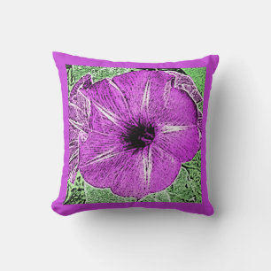 Morning Glory Block Print - Amethyst lila Kissen