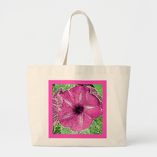 Morning Glory Block Print - Fuchsia rosa Jumbo Stoffbeutel (Vorne)