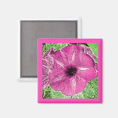 Morning Glory Block Print - Fuchsia rosa Magnet (Vorderseite/Rückseite)