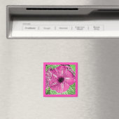 Morning Glory Block Print - Fuchsia rosa Magnet (In Situ (Geschirrspüler))