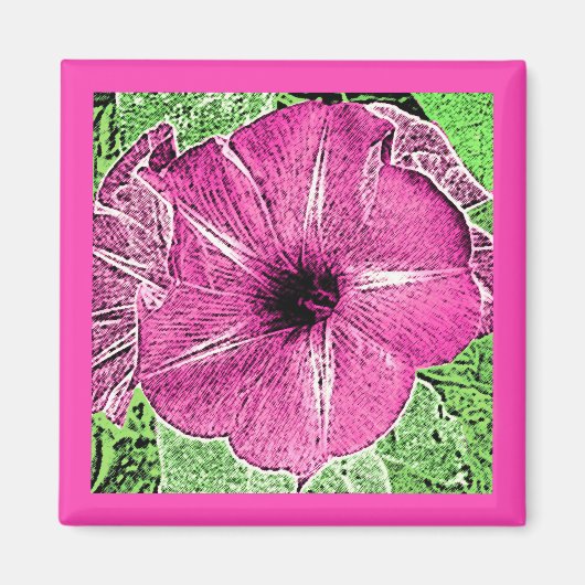 Morning Glory Block Print - Fuchsia rosa Magnet (Vorne)