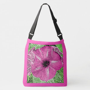 Morning Glory Block Print - Fuchsia rosa Tragetaschen Mit Langen Trägern
